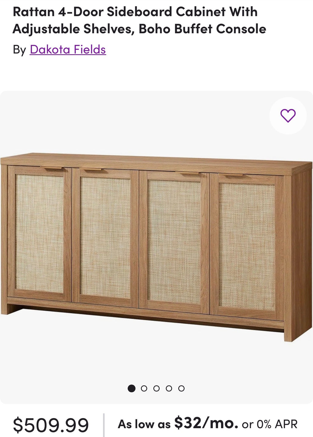 OAKHAM 4-Door Rattan Sideboard Buffet Cabinet