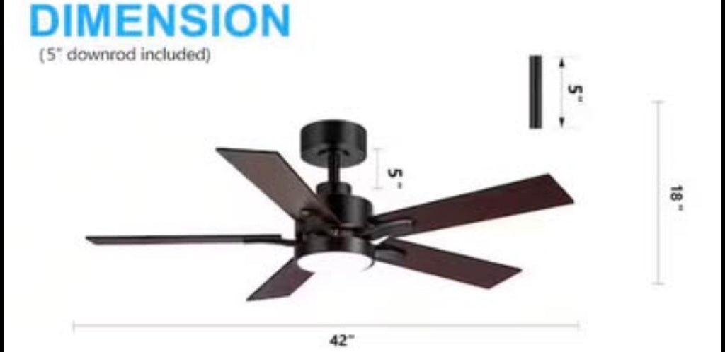 Charlie 42 in. Indoor Black Ceiling Fans with Light