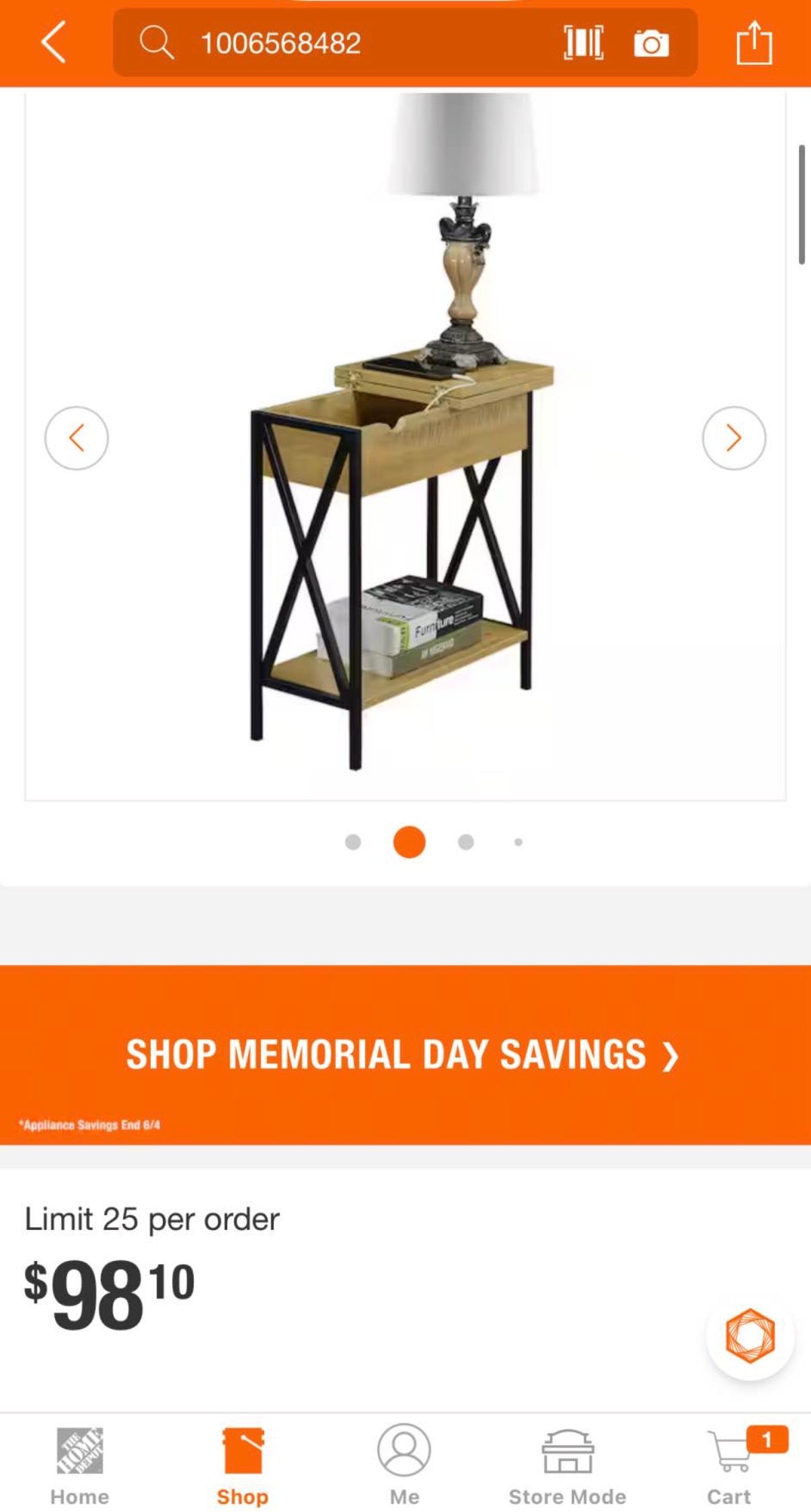 End Table with Flip Top and Charging Station