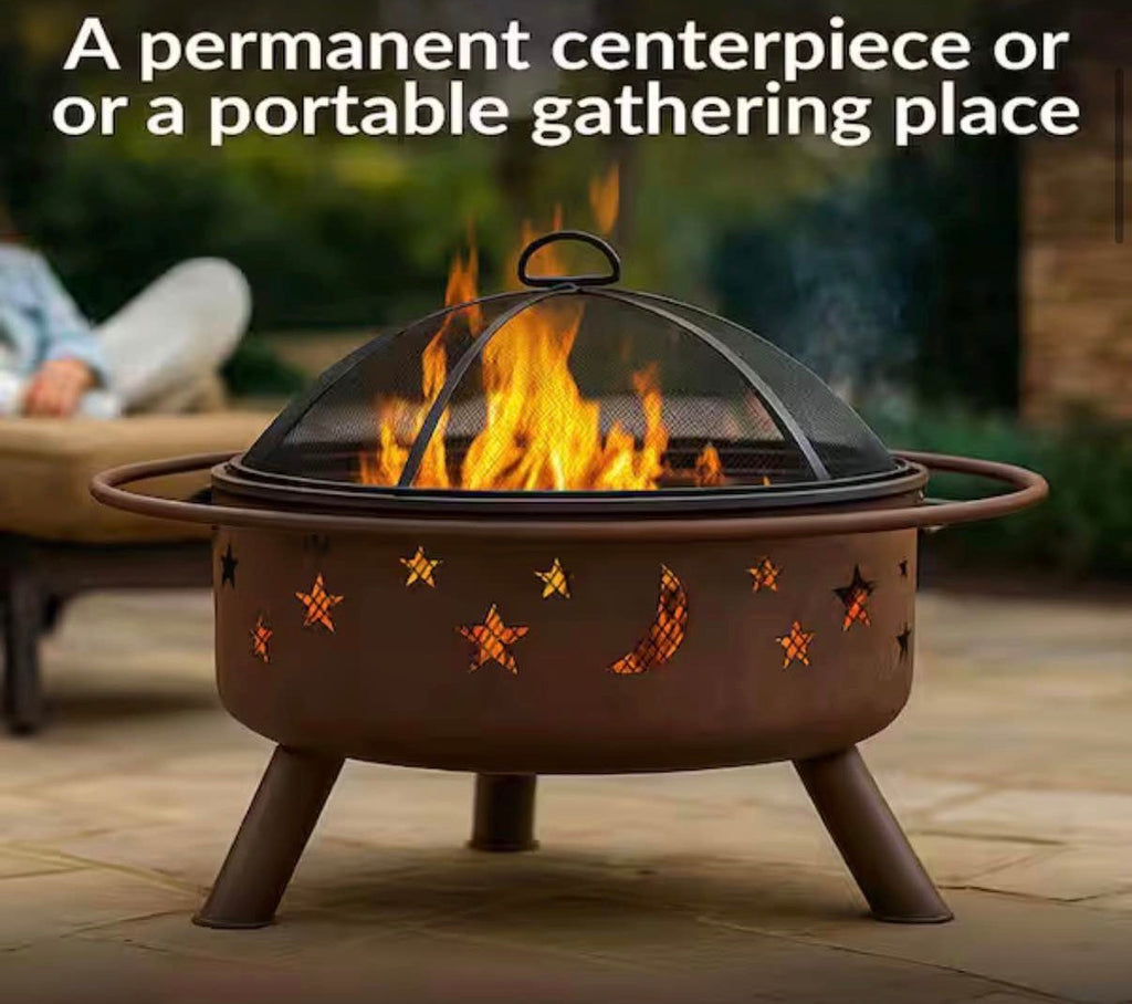 Cosmic 30 in. x 20 in Fire Pit with Cooking Grill