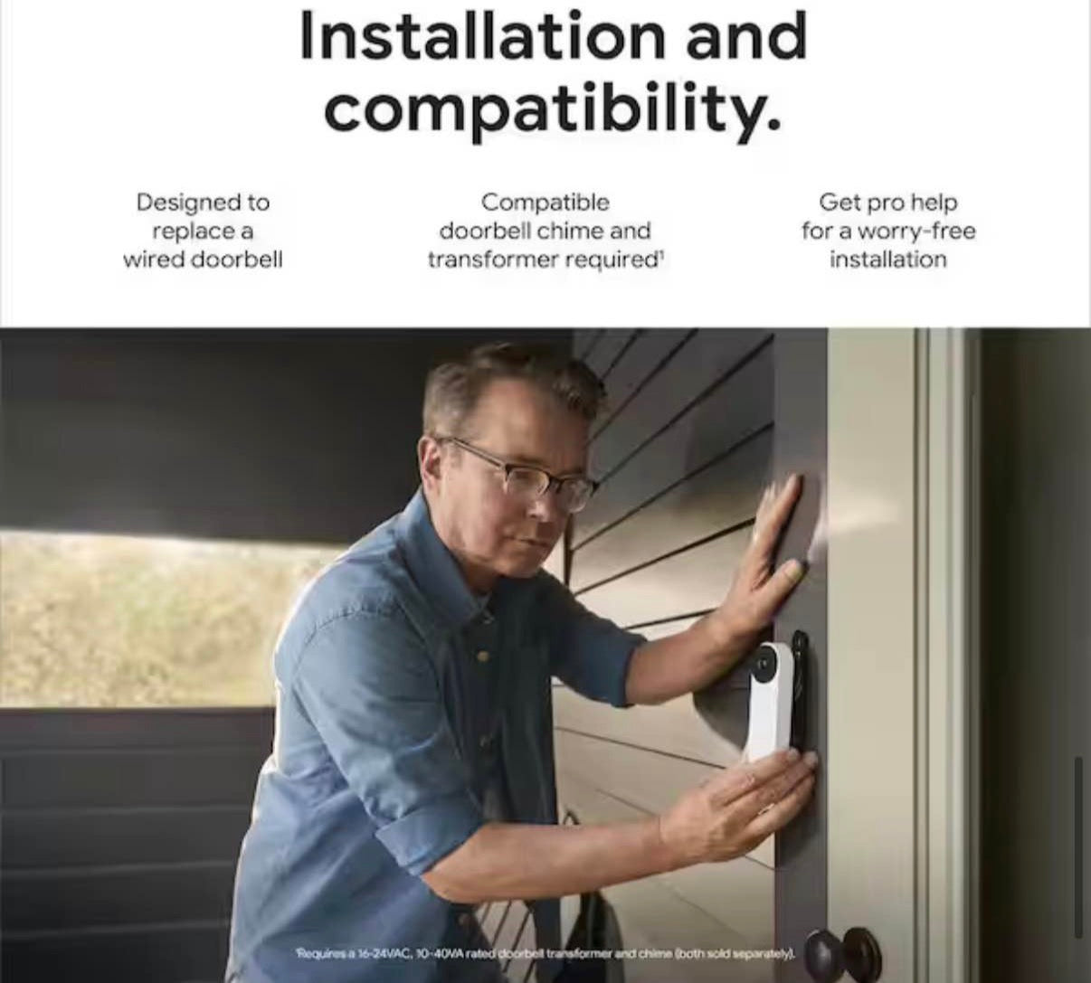 Nest Doorbell (Wired, 2nd Gen) - Ash ( open box)