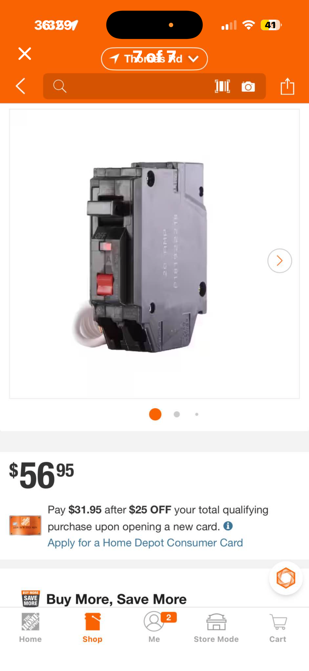 20 Amp 1-Pole Ground Fault Breaker with Self-Test