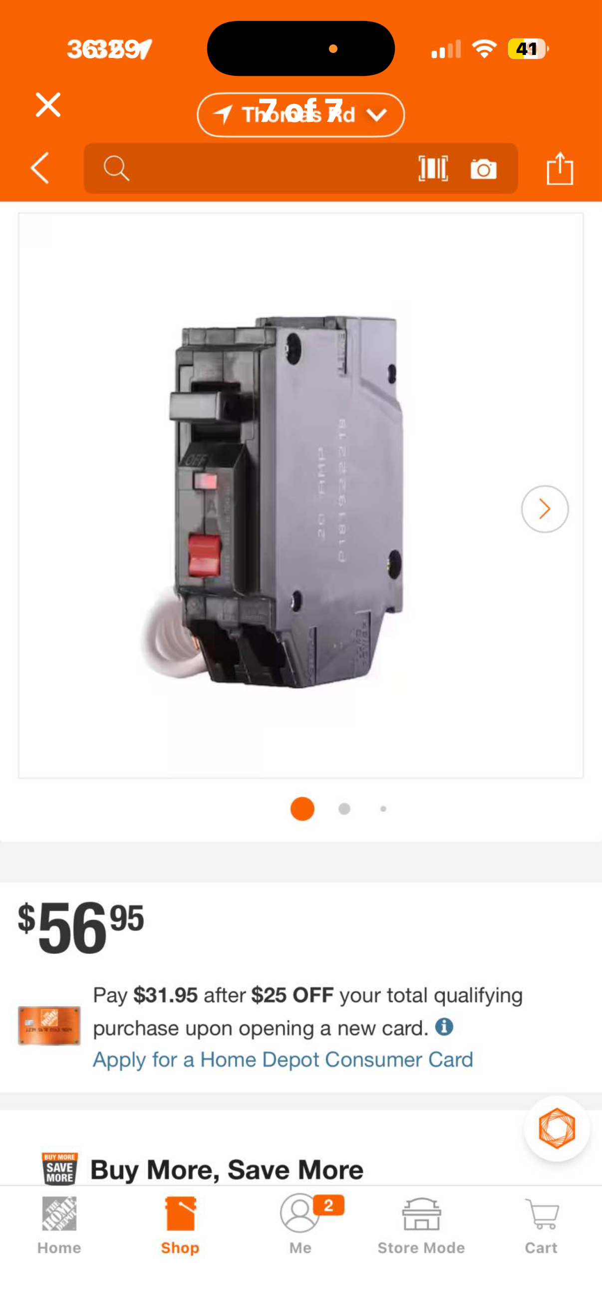 20 Amp 1-Pole Ground Fault Breaker with Self-Test