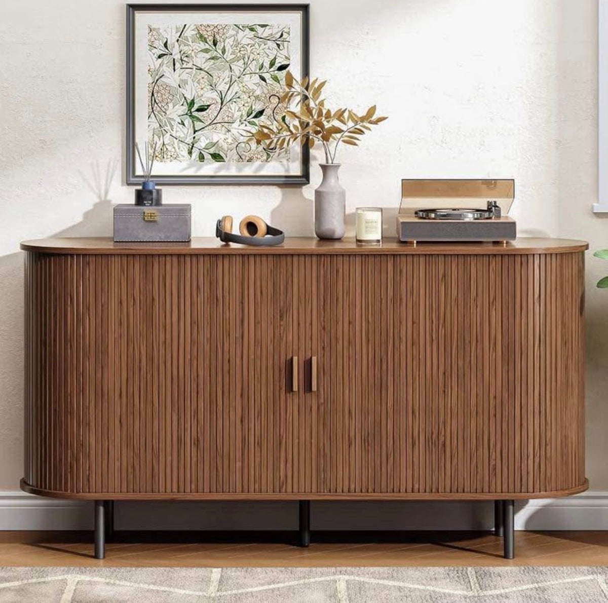 (55"/Walnut) Buffet Sideboard  Cabinet with Storage
