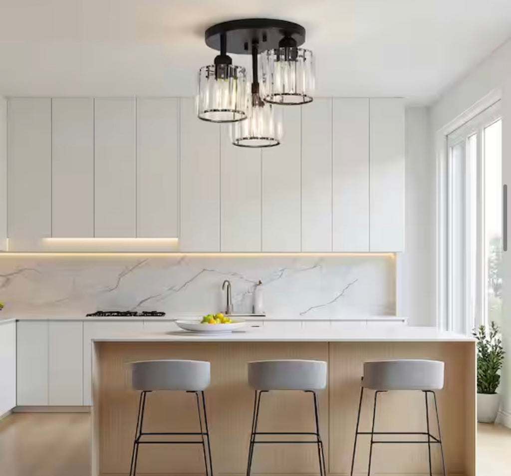 Modern Flush Mount crystal Chandelier