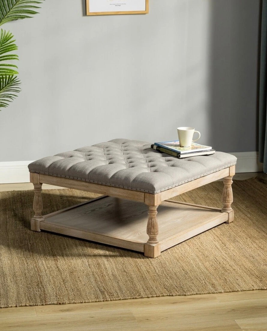 Boyan shelved tufted cocktail ottoman - Gray