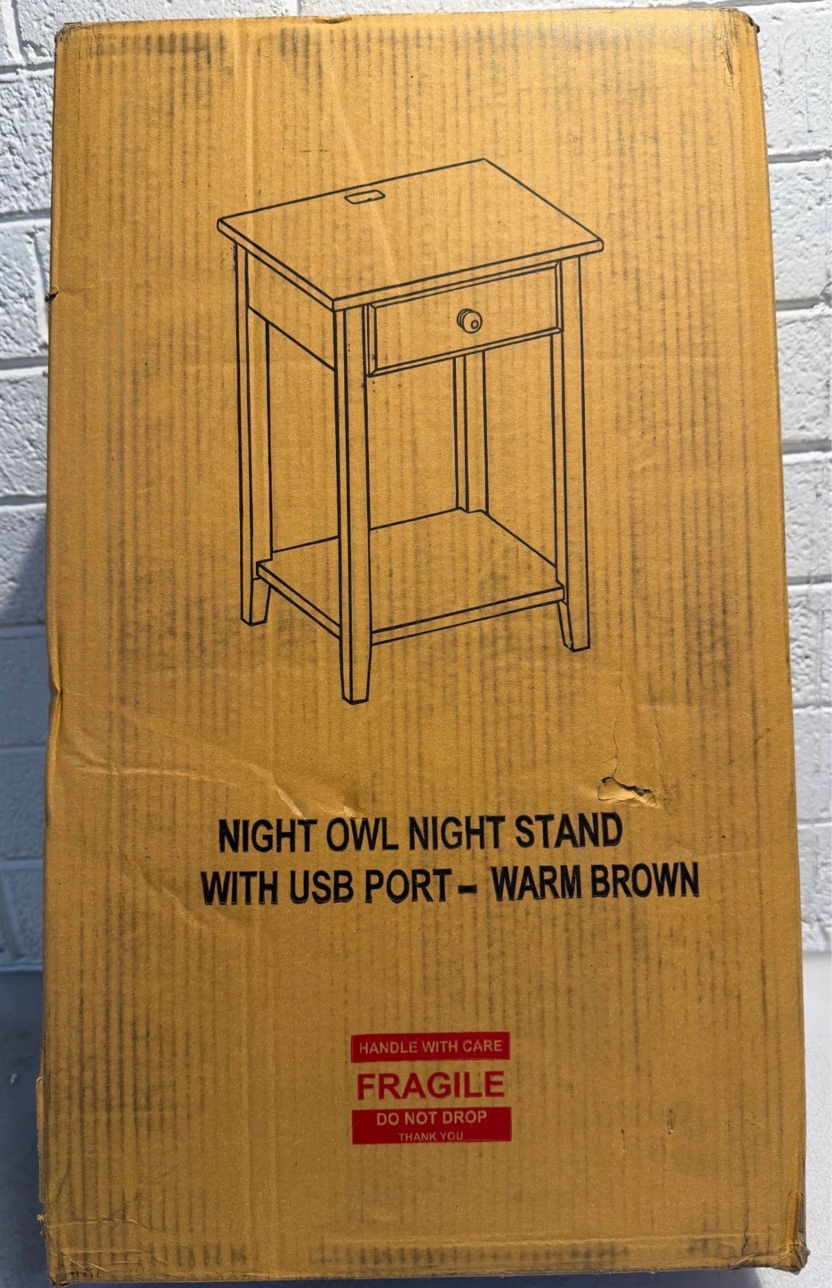 Night Owl Brown  Nightstand with USB Port