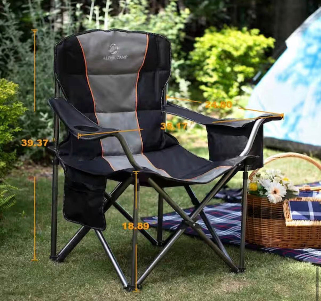 Oversized Folding Camping Chair With Cooler Bag