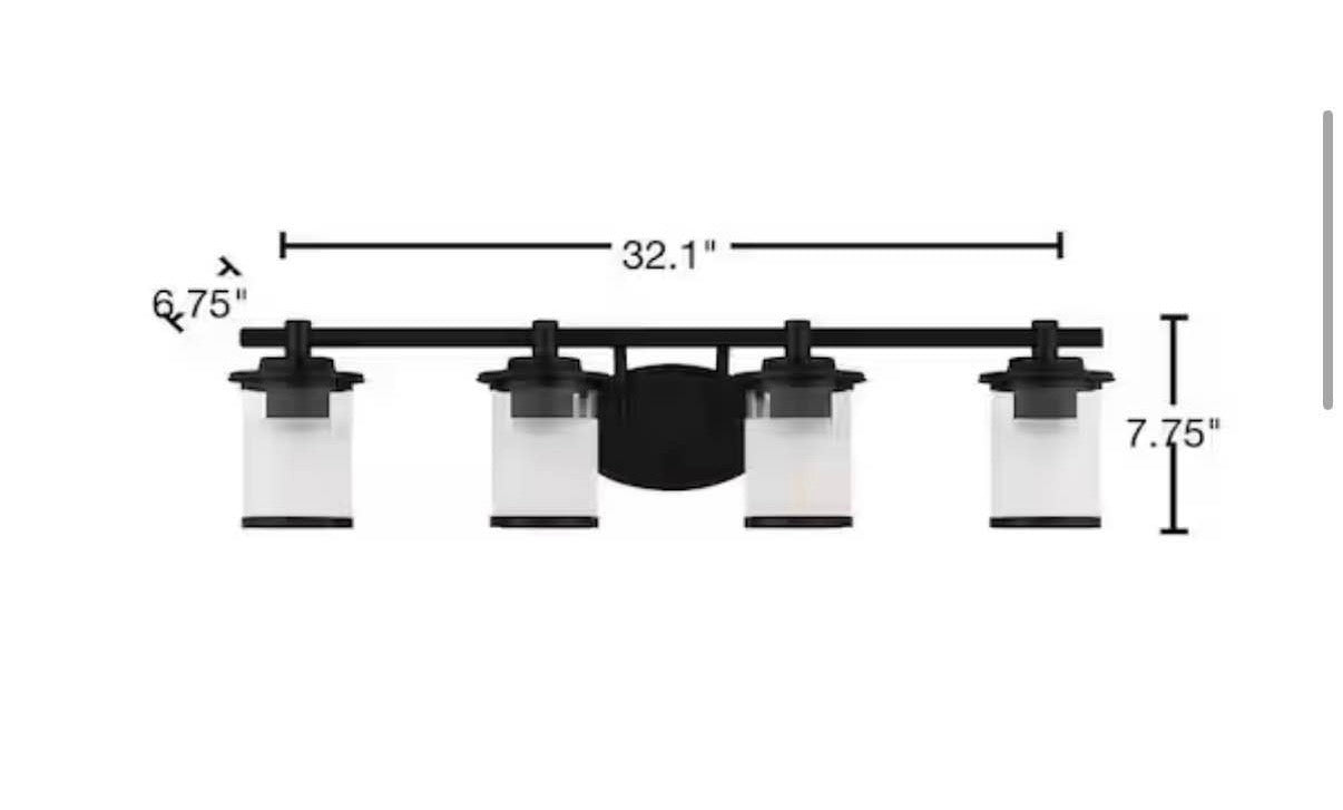 32.1 in. 4-Light Matte Black Bath Vanity light