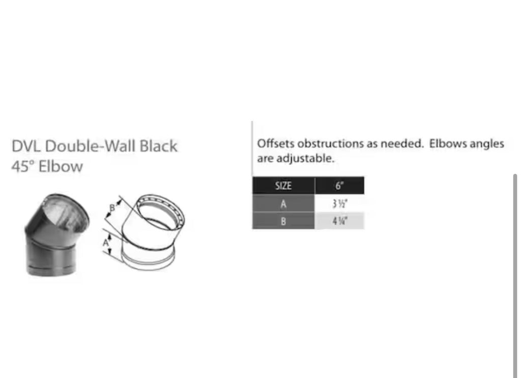 6in. Diameter 45° Double Wall Elbow