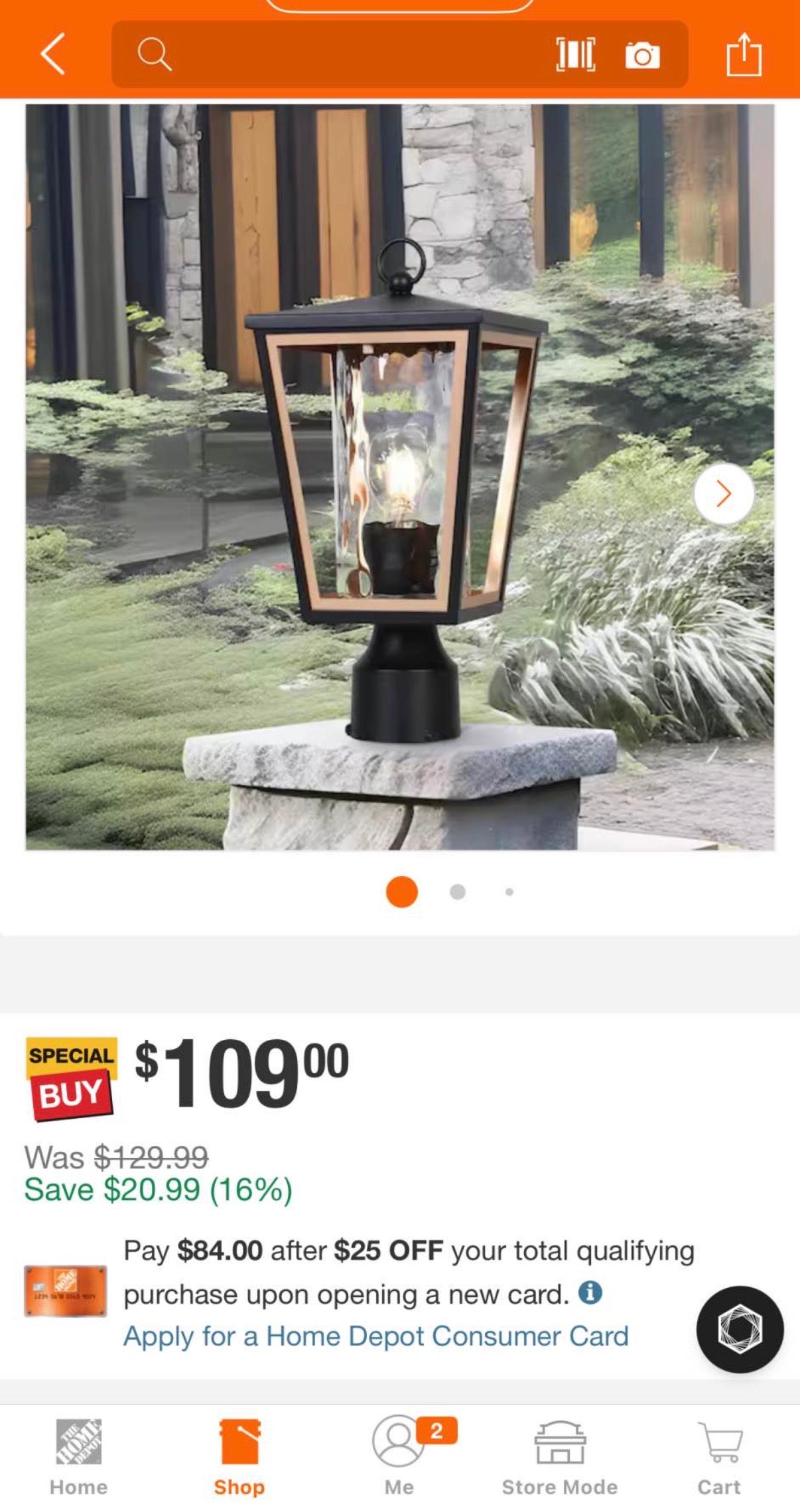 Modern 15.7 in. 1-Light Black Gold Metal Outdoor Post Light