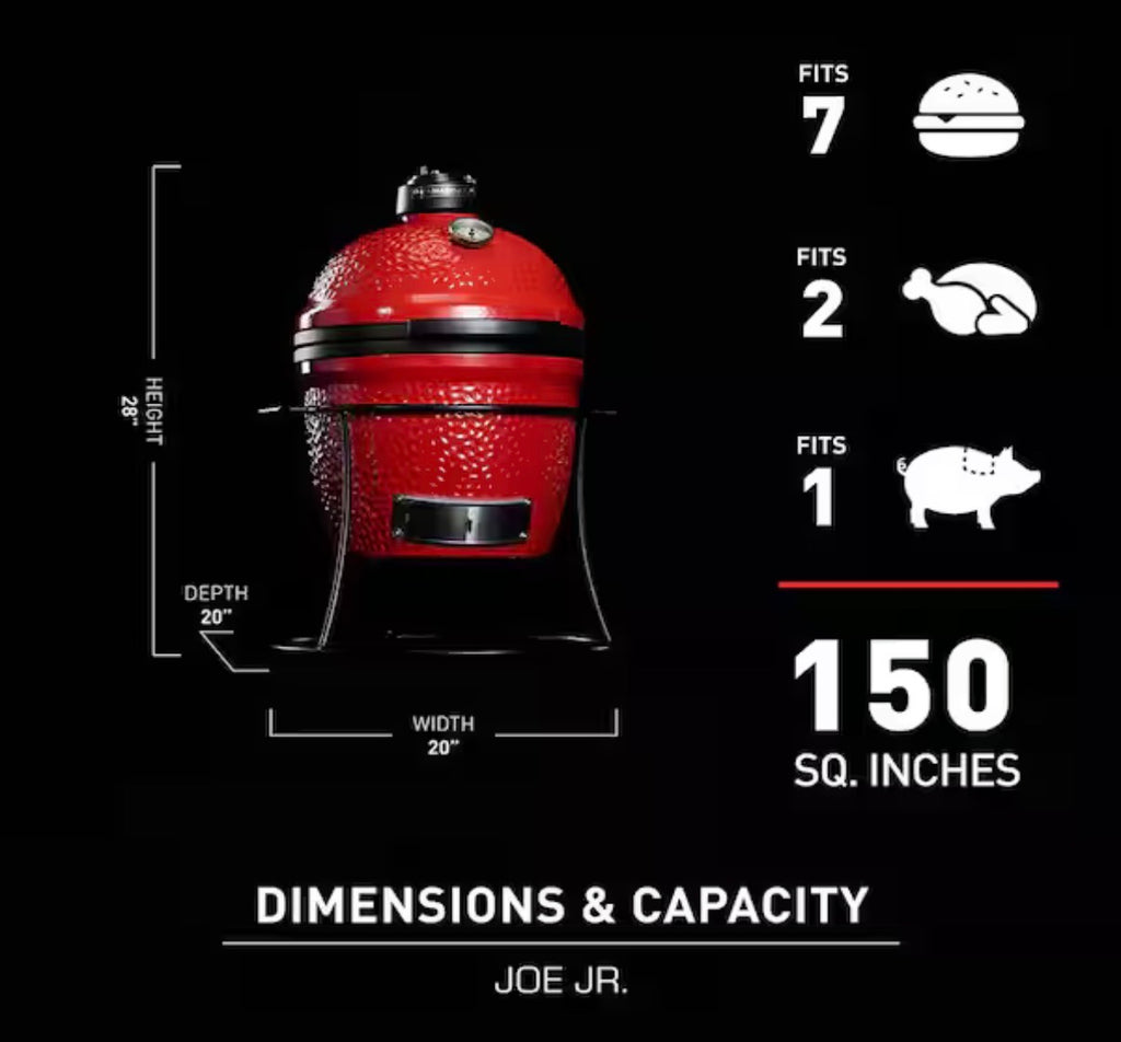 Joe Jr. 13.5 in. Portable Charcoal Grill in Red with Cast Iron Cart