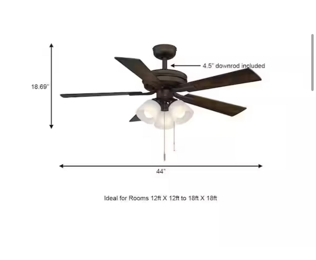 Sinclair II 44 in. Indoor Oil Rubbed Bronze LED Ceiling Fan with Light