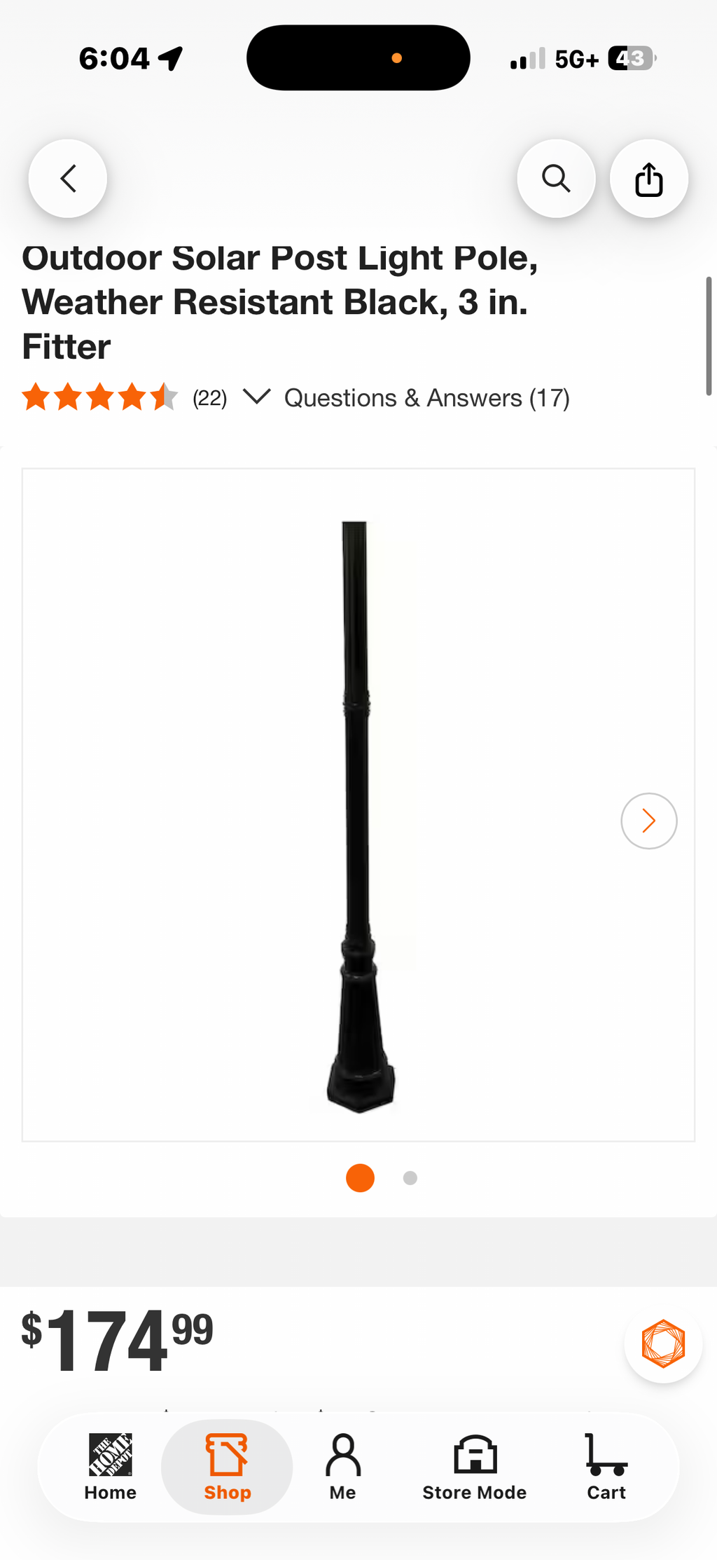 outdoor lamp post (lamp pole only)