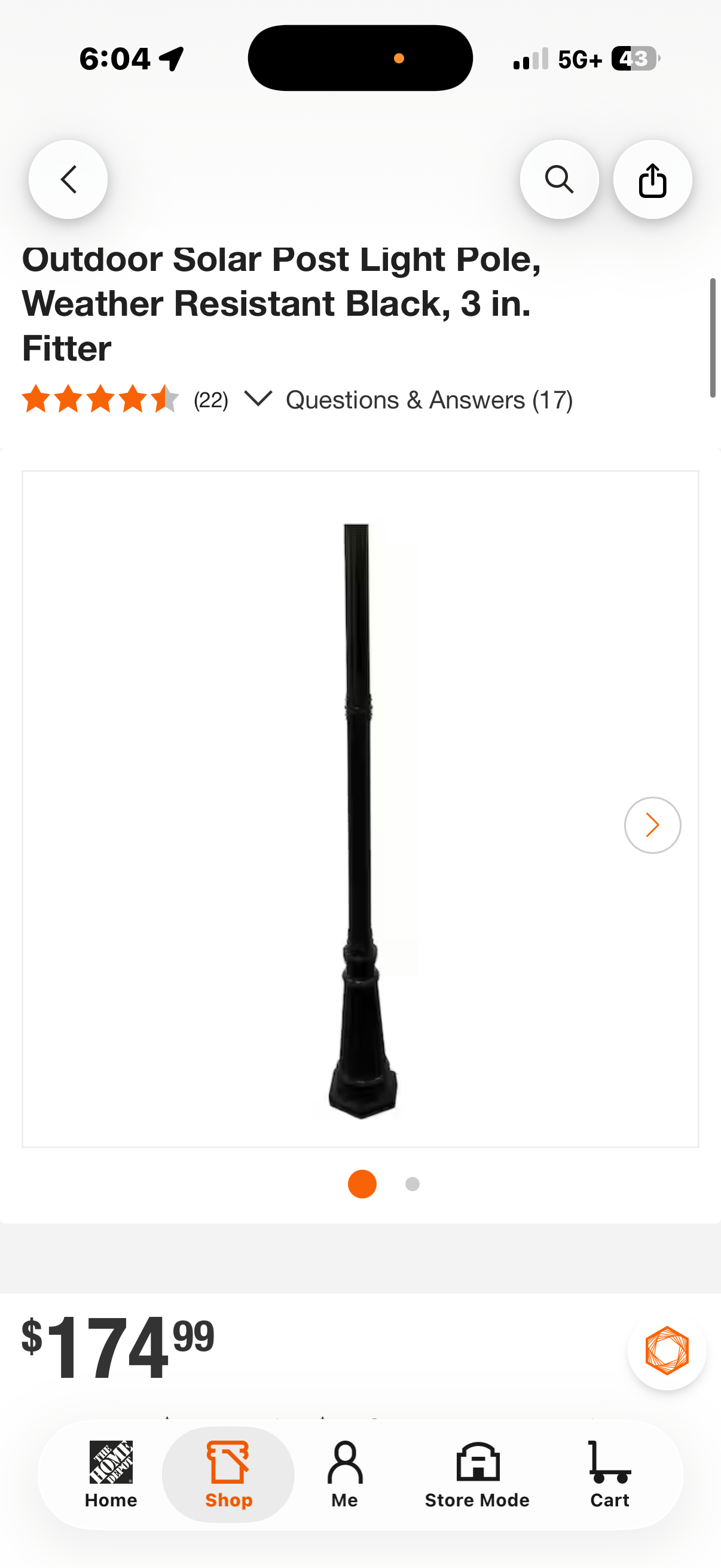 outdoor lamp post (lamp pole only)