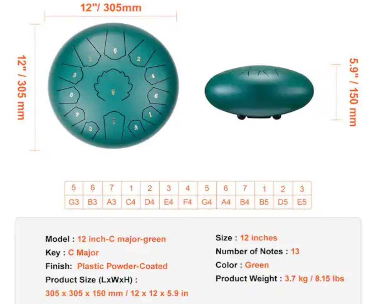 Tongue Drum 12 in
