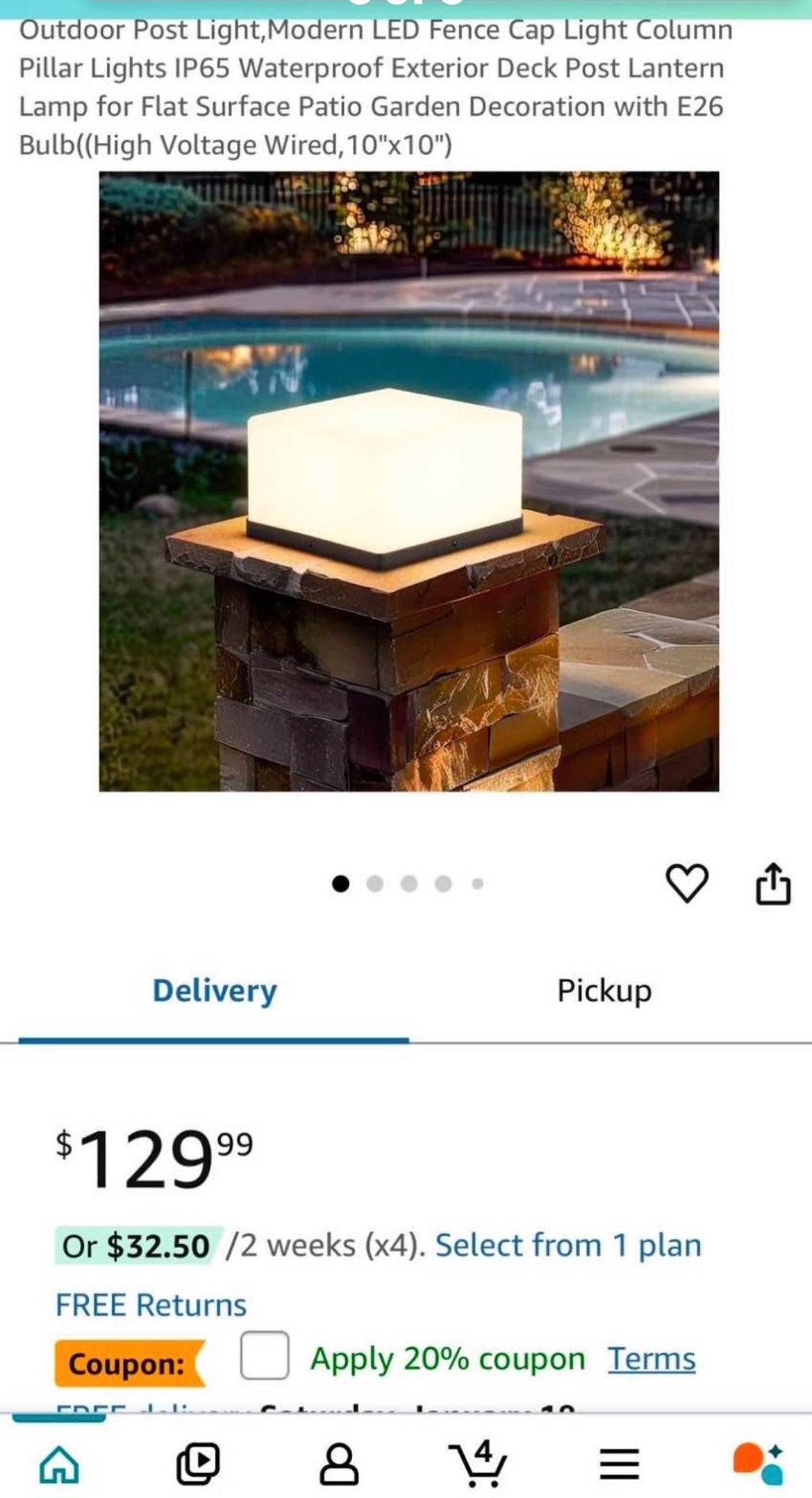 Outdoor Post Light 10"x10"