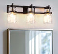 3-Light Black and Gold Industrial Vanity Light