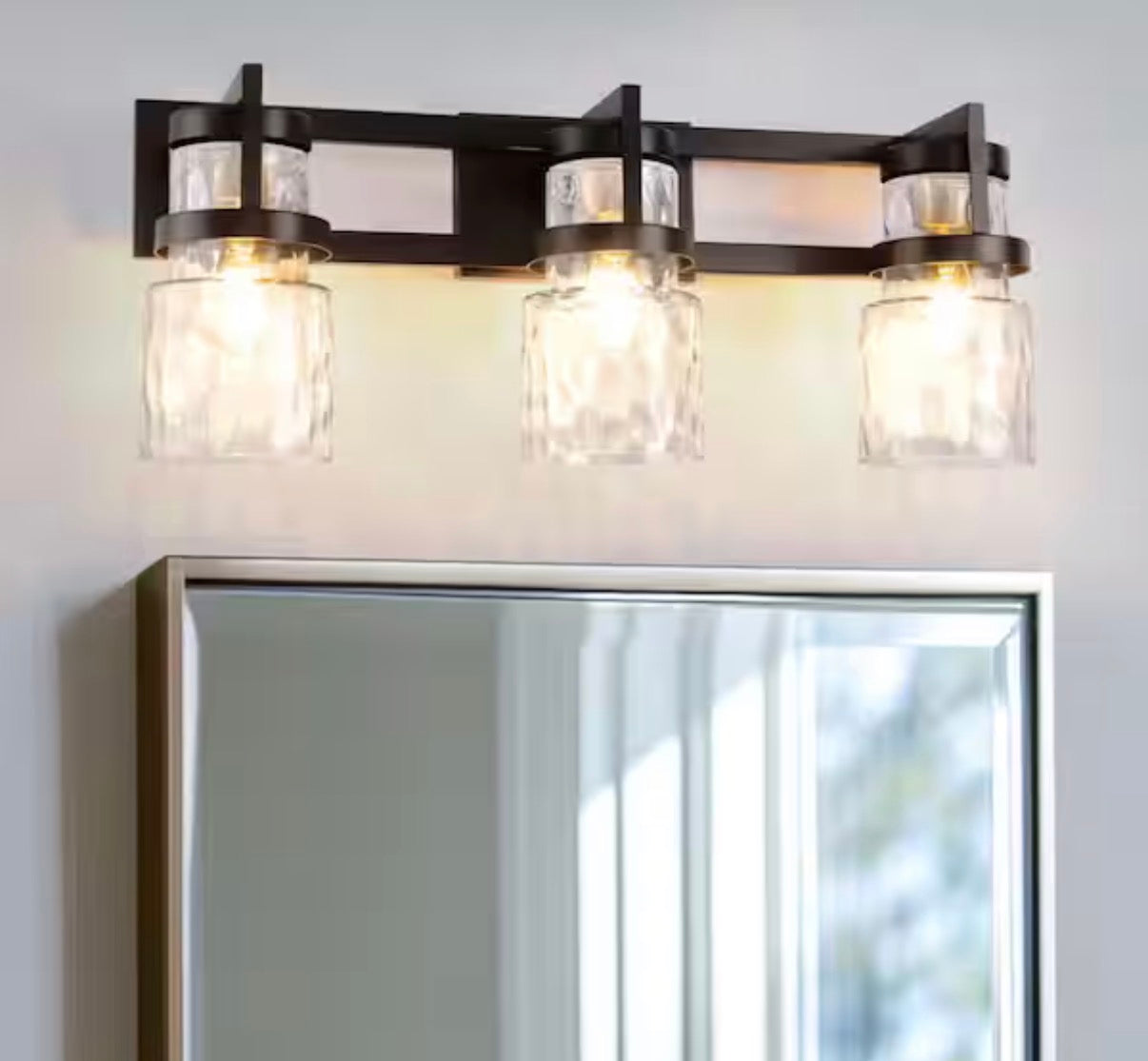 3-Light Black and Gold Industrial Vanity Light