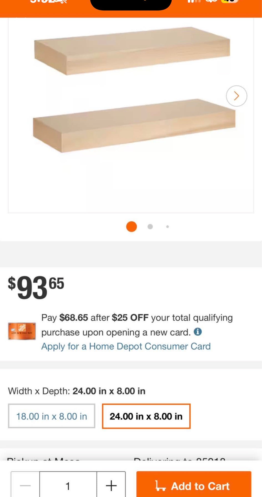 Natural Wood Floating Decorative Wall Shelf
