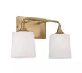 2-Light Vanity Light in Aged Brass with Soft White Glass