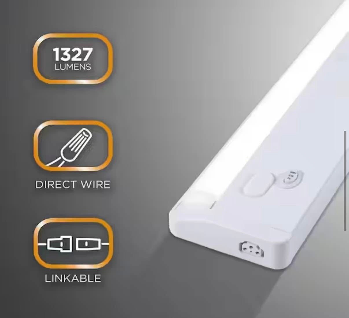 24 in. LED White Under Cabinet Light 3 Color Temperature