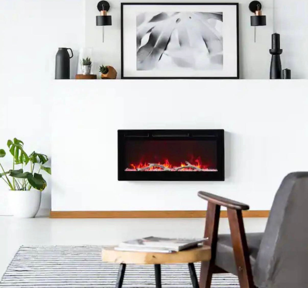 36 in. Wall Mount and Recessed Electric Fireplace
