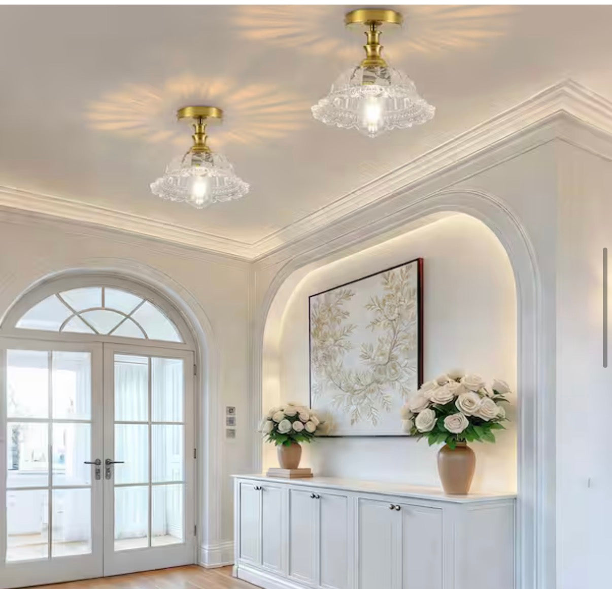 Brushed Vintage Gold Dome Semi-Flush Mount Ceiling Light