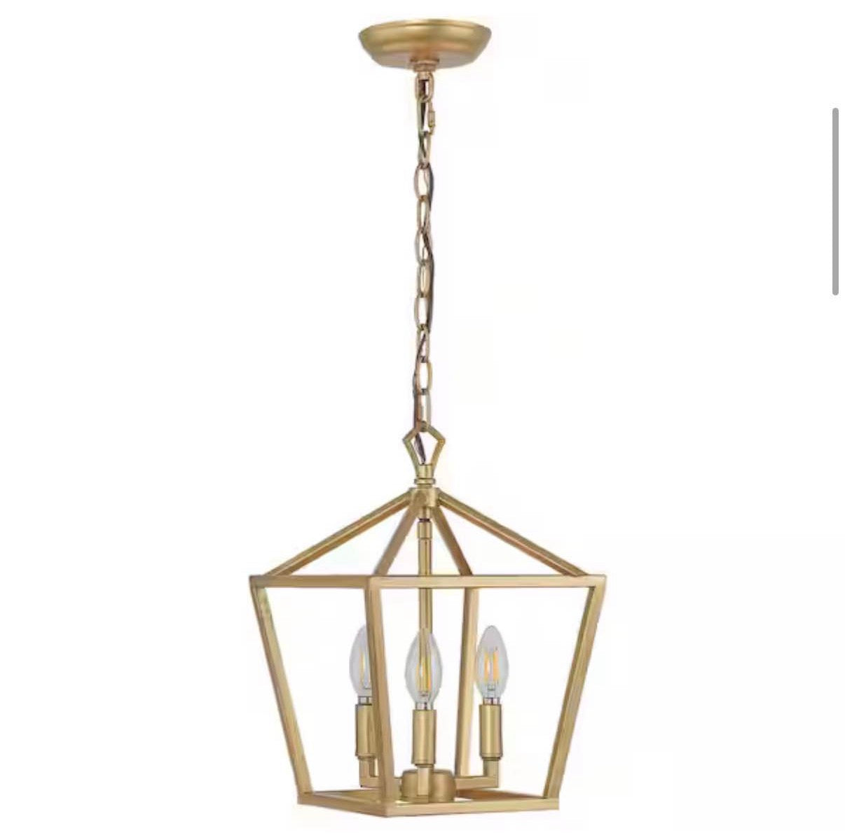 3-Light Iron Classic Modern Lantern LED Brass Gold Pendant