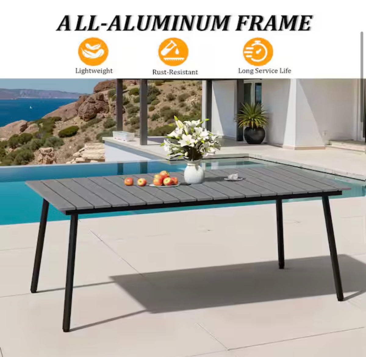 7-Piece Dark Gray 70 in. Aluminum Patio Outdoor Dining Set