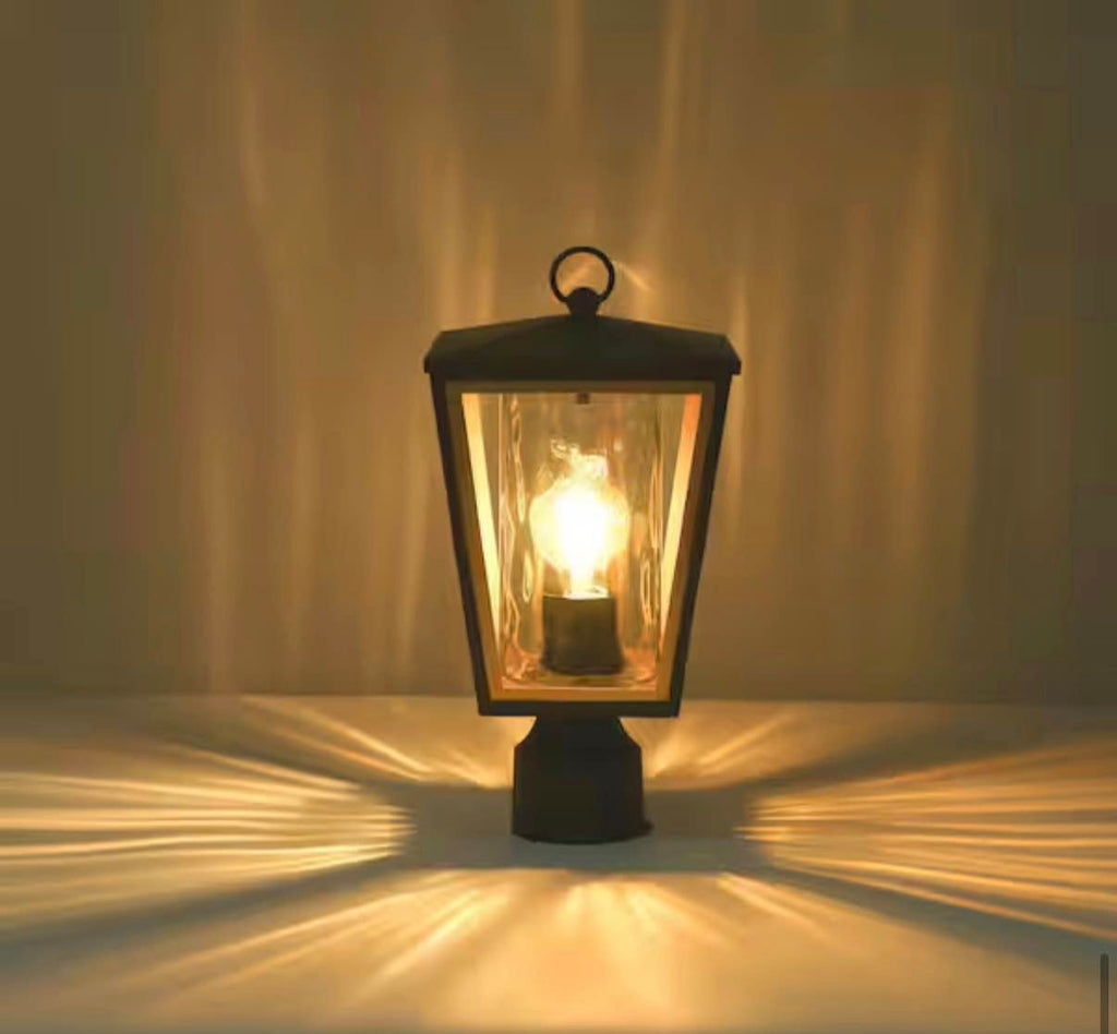 Modern 15.7 in. 1-Light Black Gold Metal Outdoor Post Light