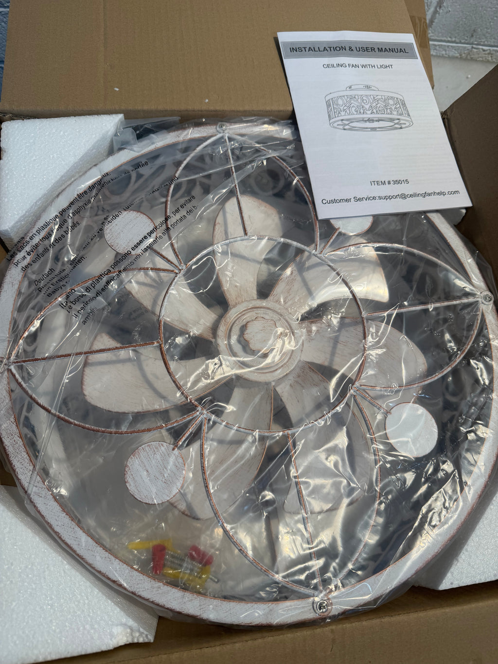 16.5 in. Gold/White Flush Mount  Ceiling Fan with Light Kit