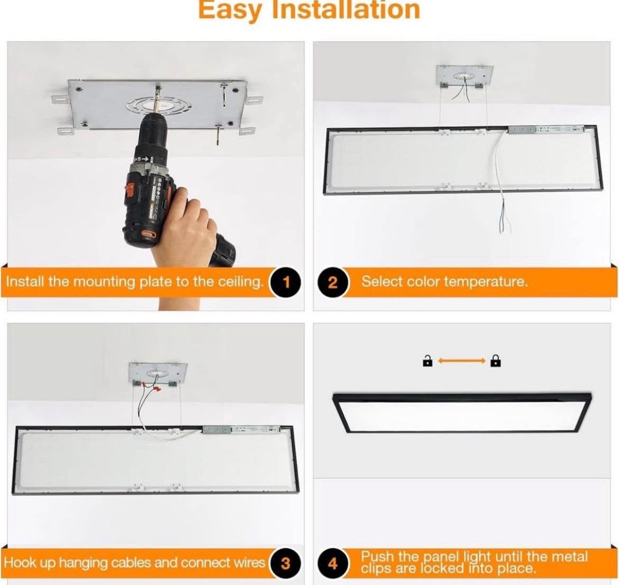 1x4 LED Flat Panel Light Flush Mount 4 pack