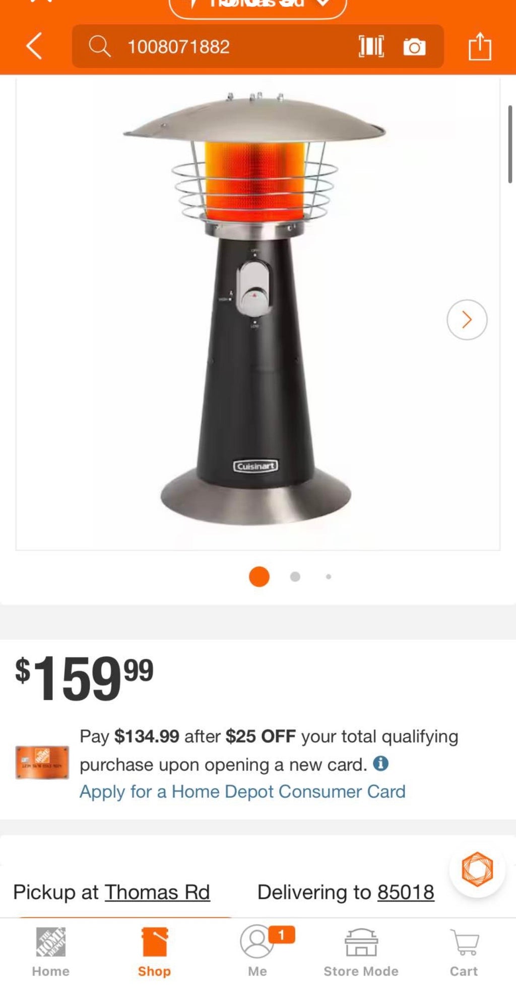 11,000 BTU Portable Tabletop Propane Patio Heater