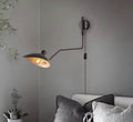 Modern 9.8 in. 1-Light Plug in Wall Sconces with Black Swing Arm Shade