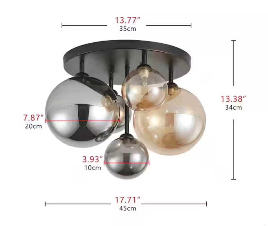Modern 5-Light Semi Flush Mount Ceiling Light