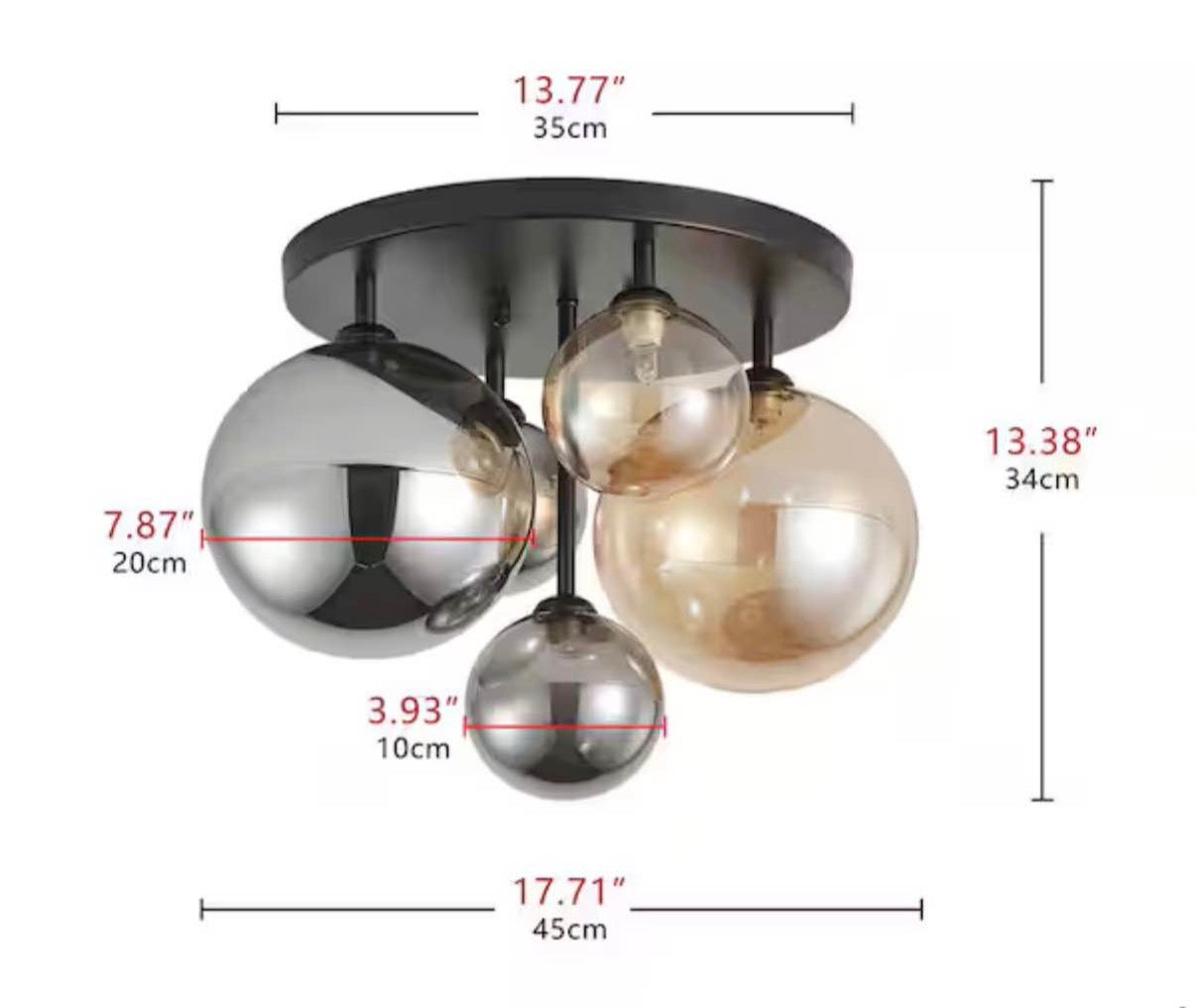 Modern 5-Light Semi Flush Mount Ceiling Light