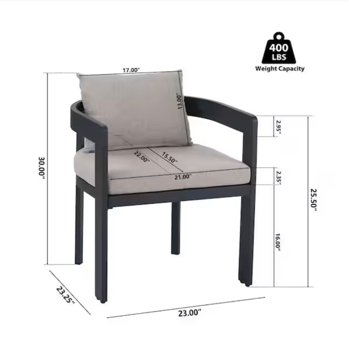 Set of 2 Calistae Modern Outdoor Dining Chairs