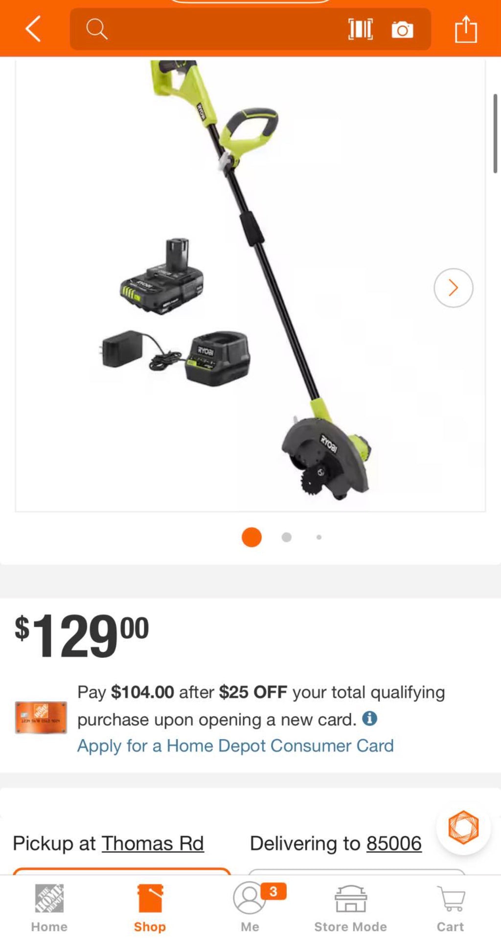 Cordless Battery Edger with 2.0 Ah Battery and Charger