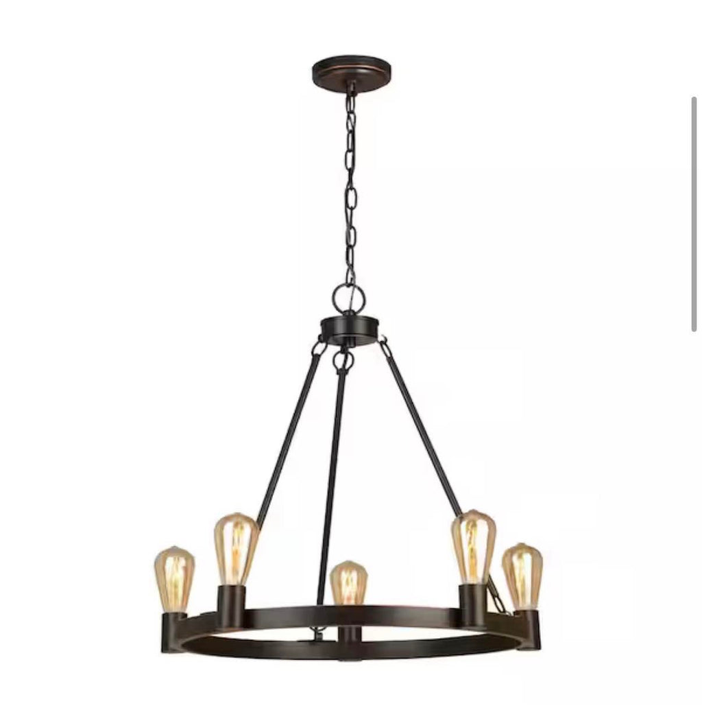 5-Light Wagon Wheel Candlestick Chandelier
