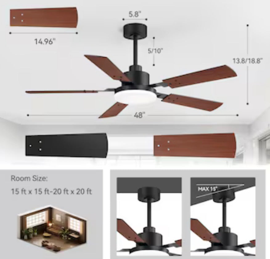 Modern Minimalist 48-in Ceiling Fan With Light