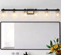 50 in. 6-Light Matte Black and Gold Bathroom Vanity Light
