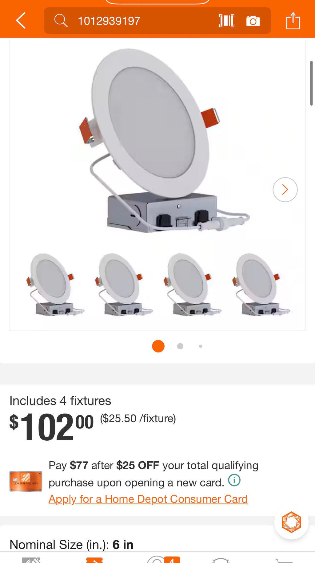 Halo 6" Slim Canless LED Downlight 4-Pack