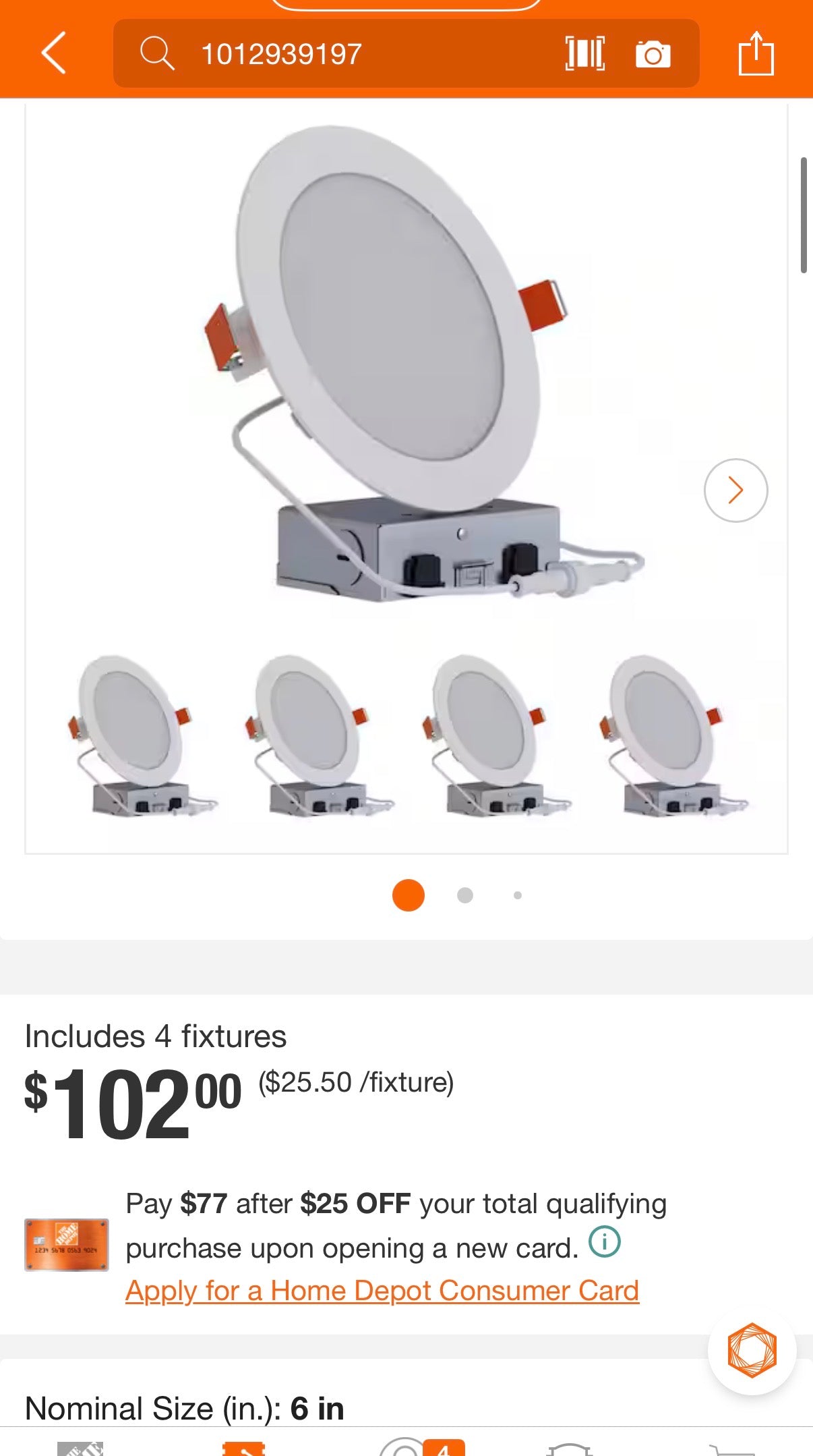Halo 6" Slim Canless LED Downlight 4-Pack