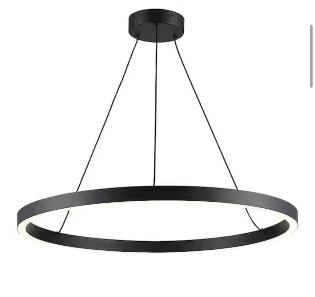 24 in. Integrated LED Black Circular Ring Pendant Light