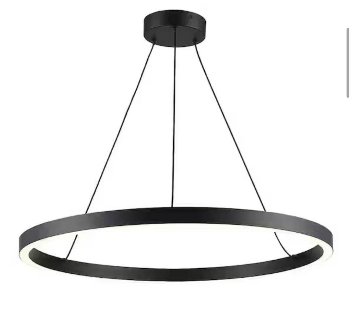 24 in. Integrated LED Black Circular Ring Pendant Light