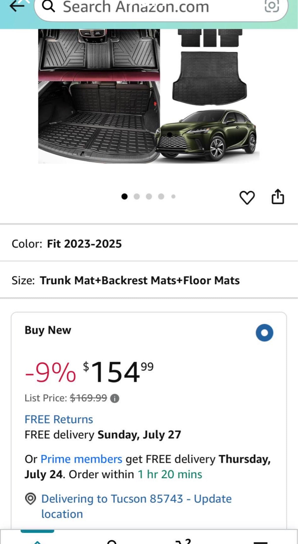 Floor Mats Compatible with 2023-2025 Lexus RX350