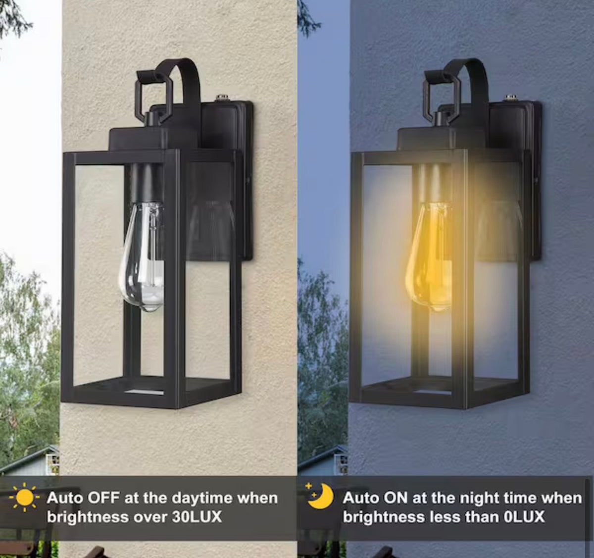 Outdoor Wall Lantern Sconce Dusk to Dawn Sensor