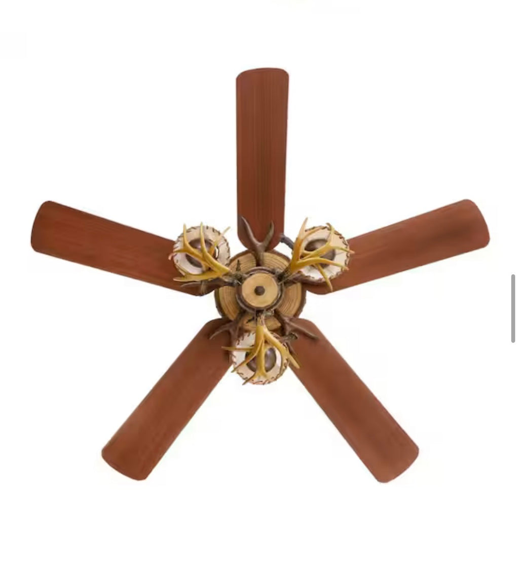 Lodge 52 in. LED Nutmeg Ceiling Fan with Light