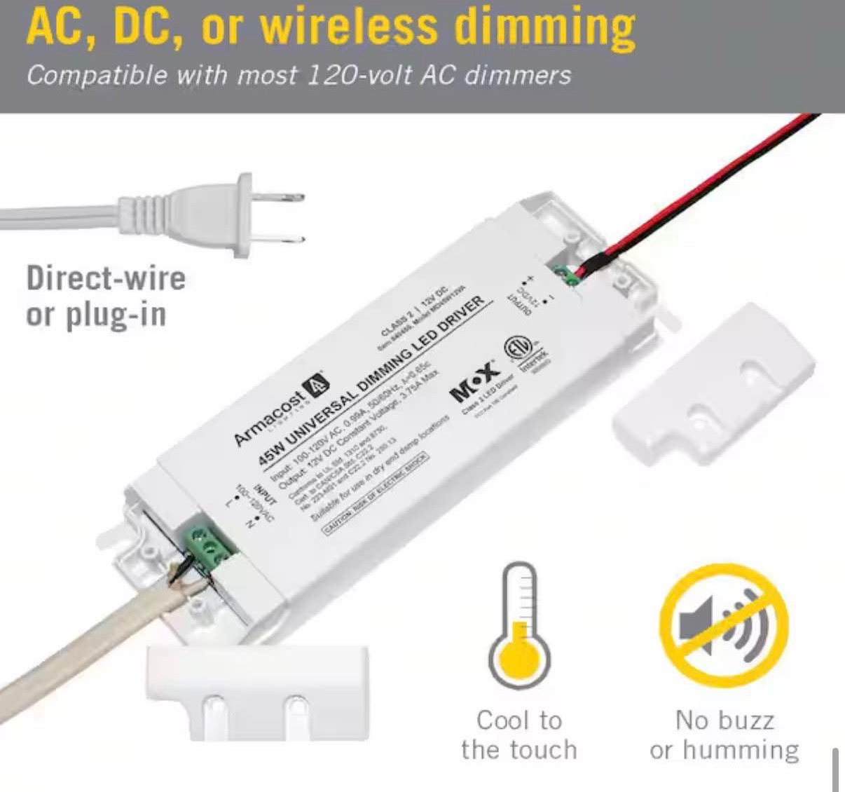 45-Watt Universal Dimmable 12-Volt DC LED Driver TRIAC